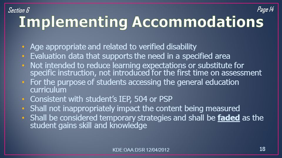 Implementing Accommodations