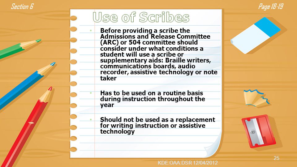 Use of Scribes Section 6 Page 18-19