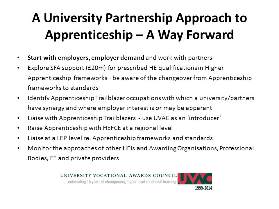 A University Partnership Approach to Apprenticeship – A Way Forward