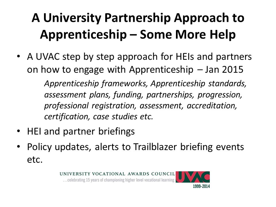 A University Partnership Approach to Apprenticeship – Some More Help