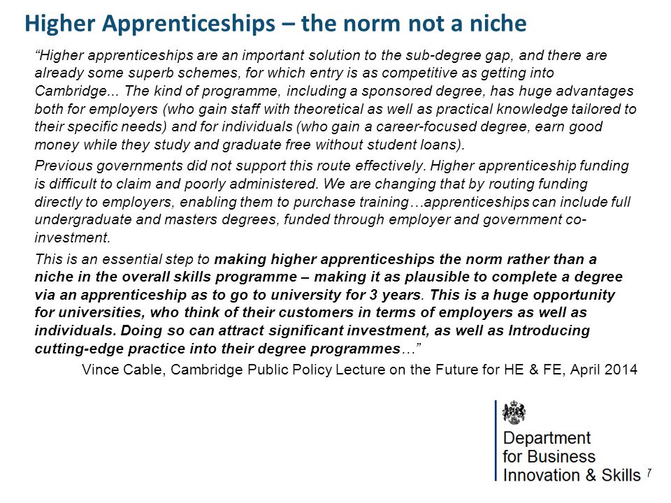 Higher Apprenticeships – the norm not a niche
