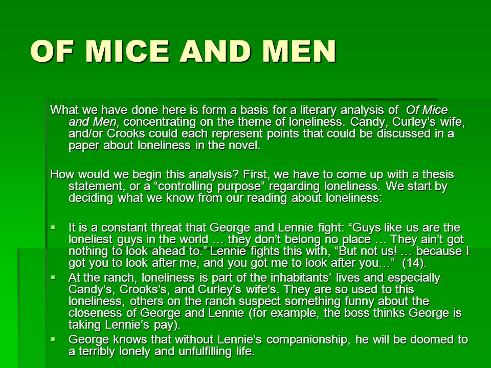 of mice and men friendship essay