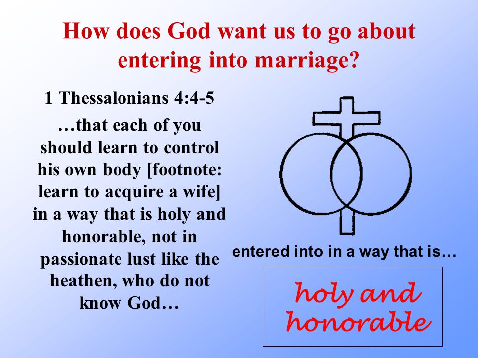 How does God want us to go about entering into marriage