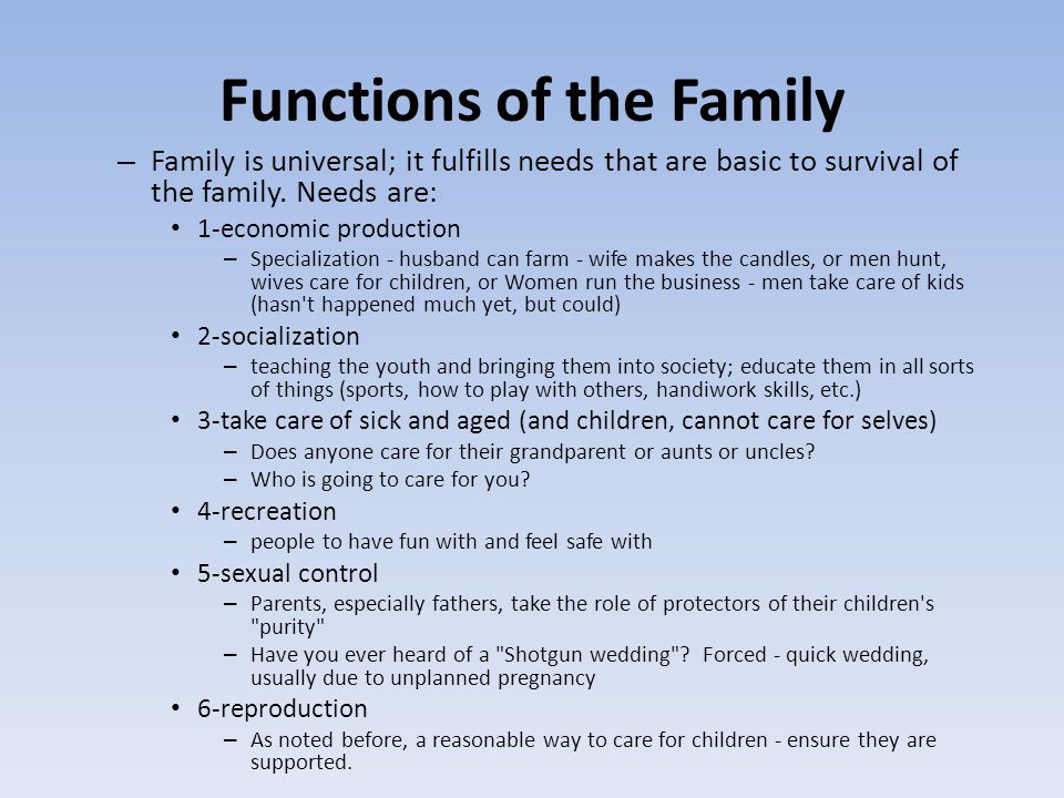 six functions of the family