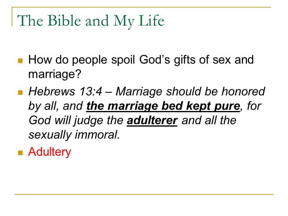 The Bible and My Life How do people spoil God’s gifts of sex and marriage