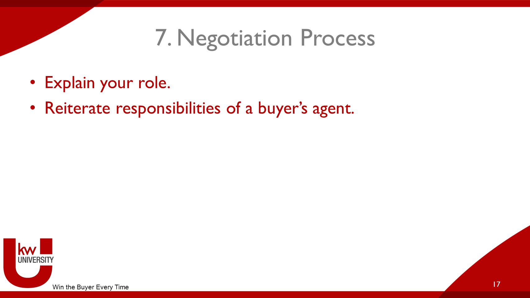 7. Negotiation Process Explain your role.