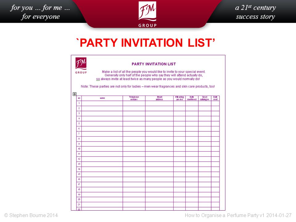 `PARTY INVITATION LIST’