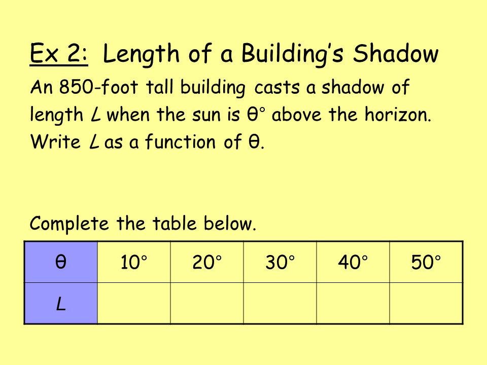 Ex 2: Length of a Building’s Shadow