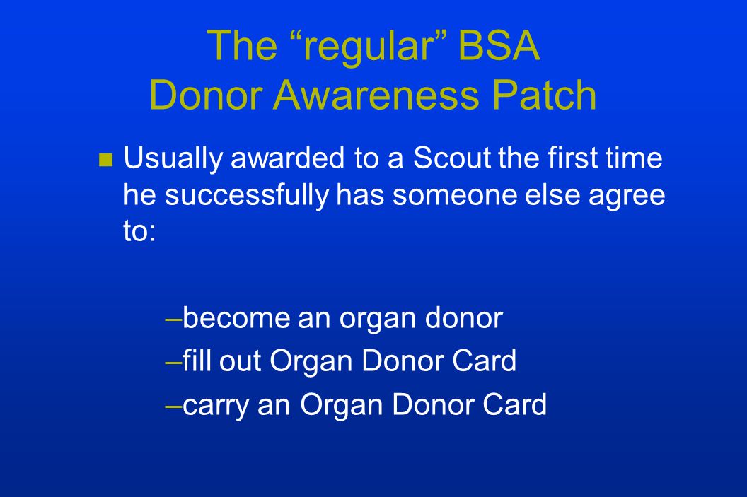 The regular BSA Donor Awareness Patch