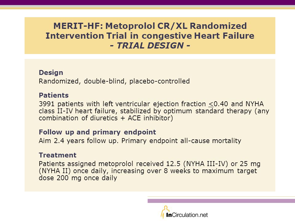 MERIT-HF: Metoprolol CR/XL Randomized Intervention Trial in congestive Heart Failure - TRIAL DESIGN -