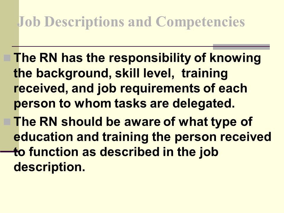 Job Descriptions and Competencies