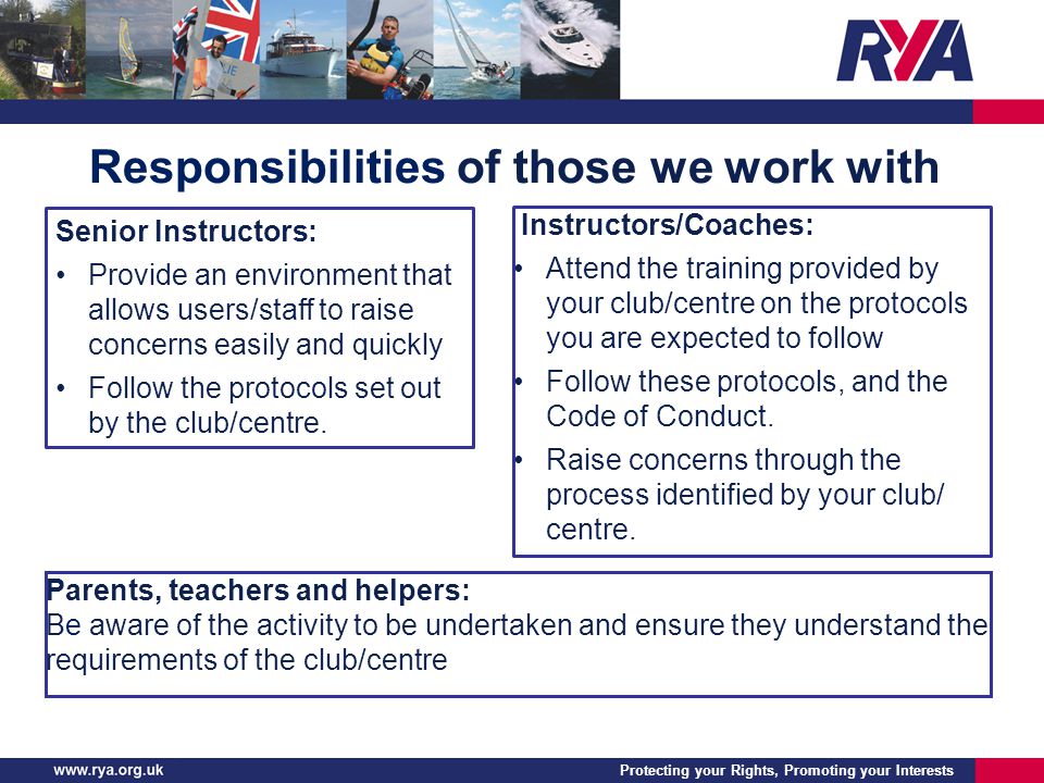 Responsibilities of those we work with