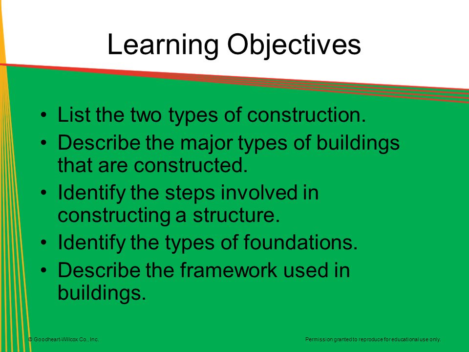 Learning Objectives List the two types of construction.