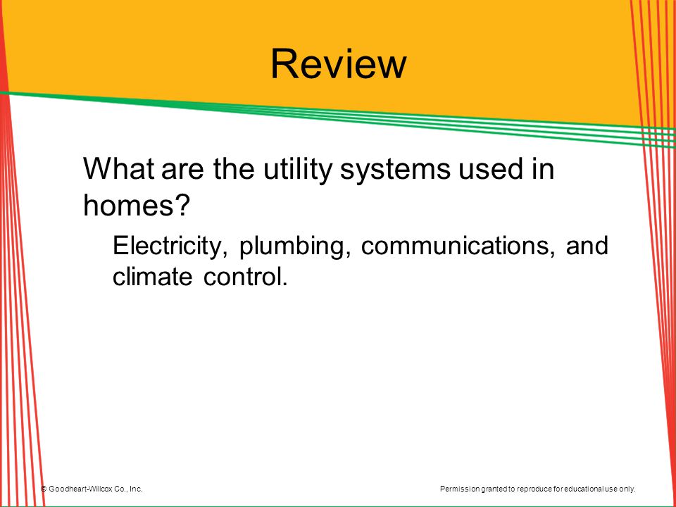 Review What are the utility systems used in homes