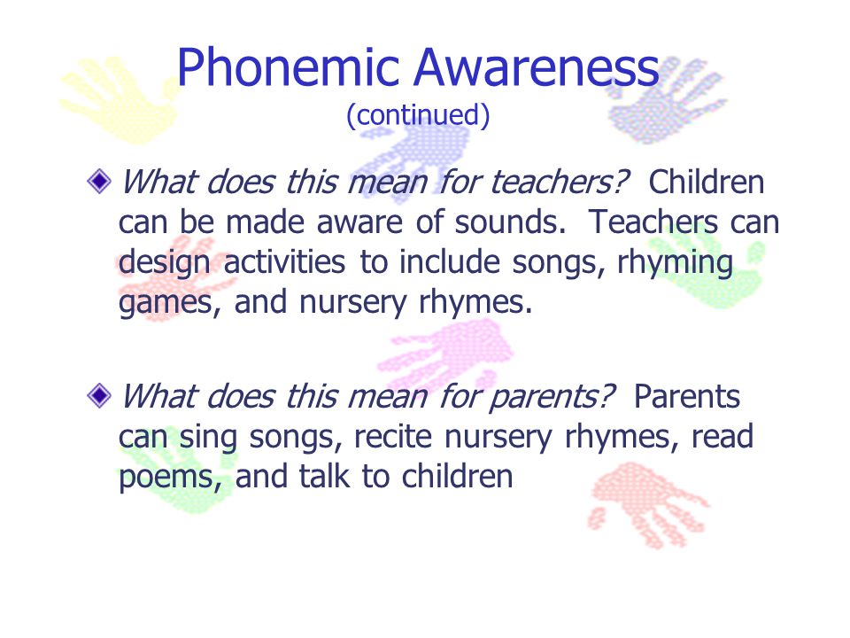 Phonemic Awareness (continued)