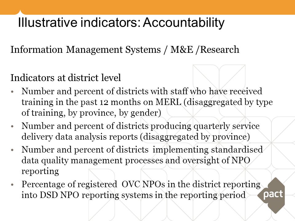 Illustrative indicators: Accountability