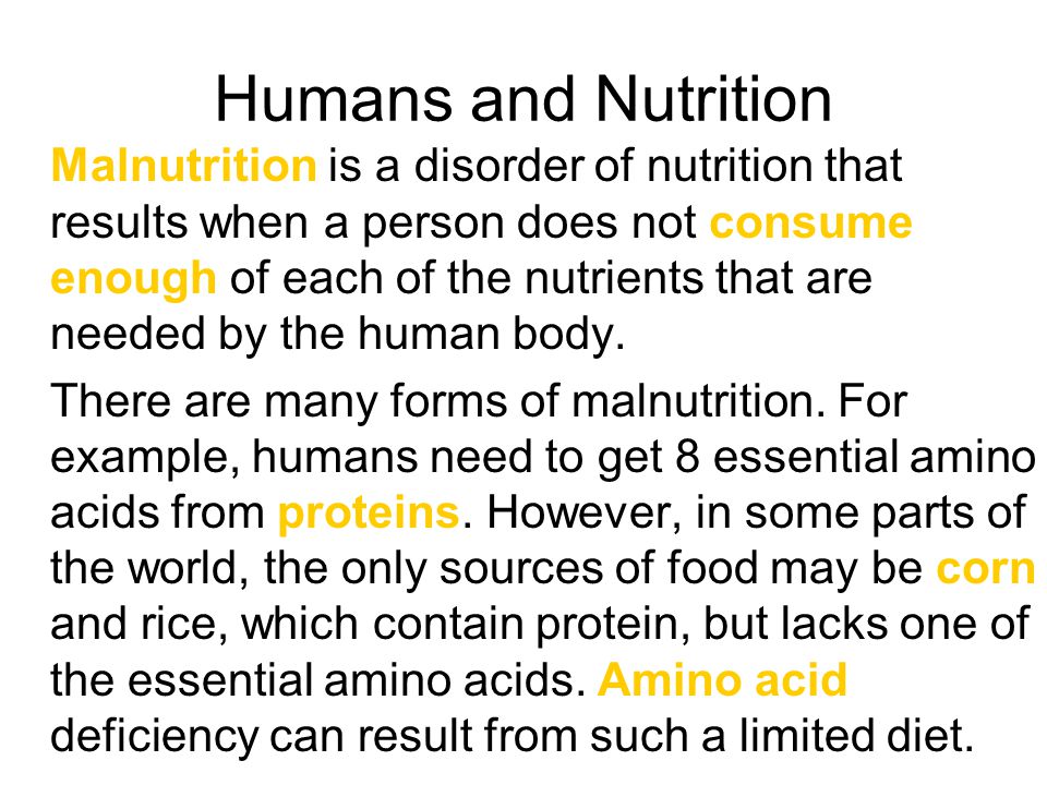 Humans and Nutrition
