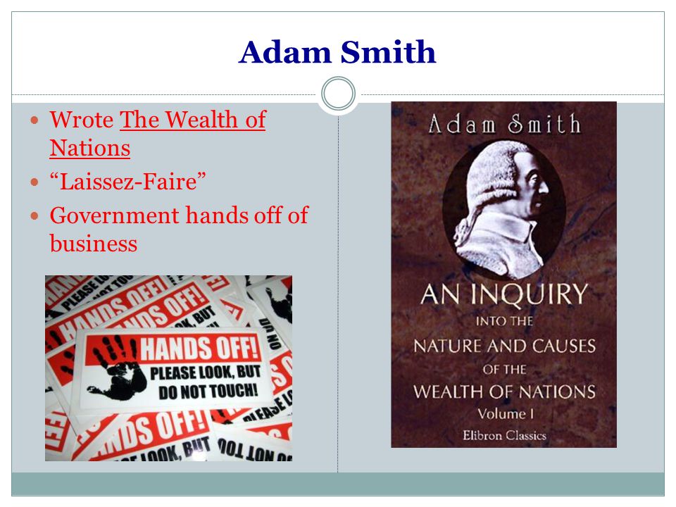 Adam Smith Wrote The Wealth of Nations Laissez-Faire