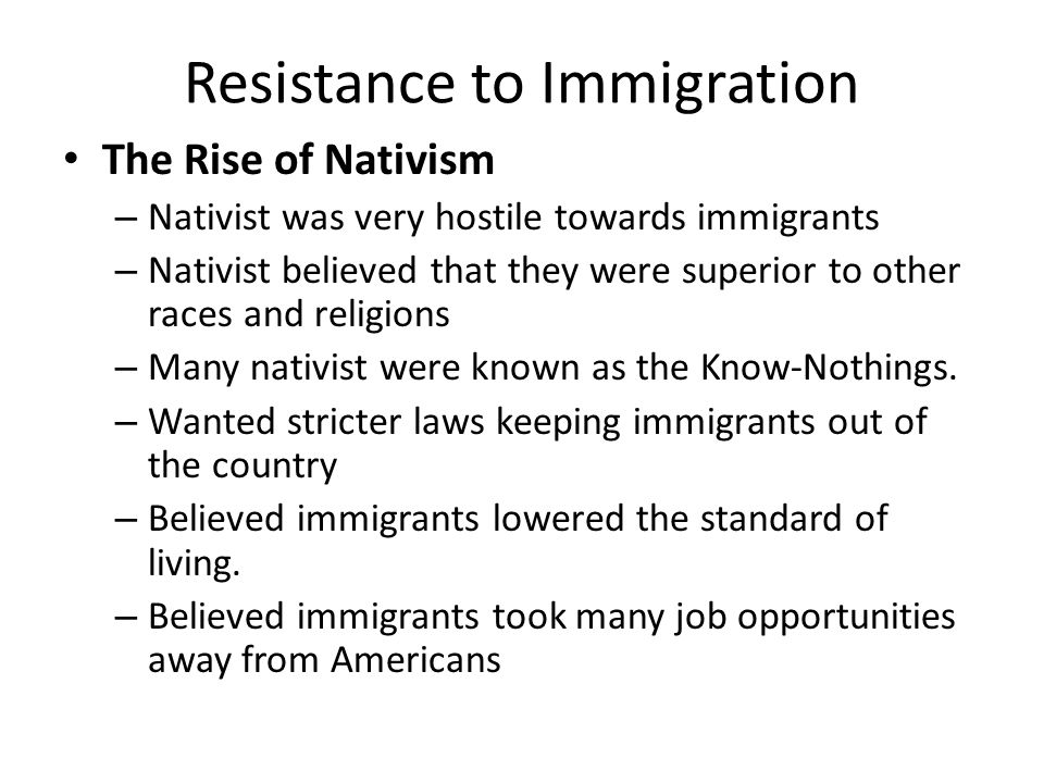 Resistance to Immigration