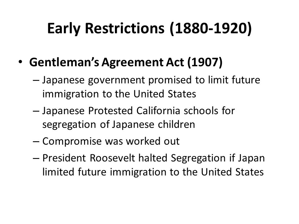 Early Restrictions ( )