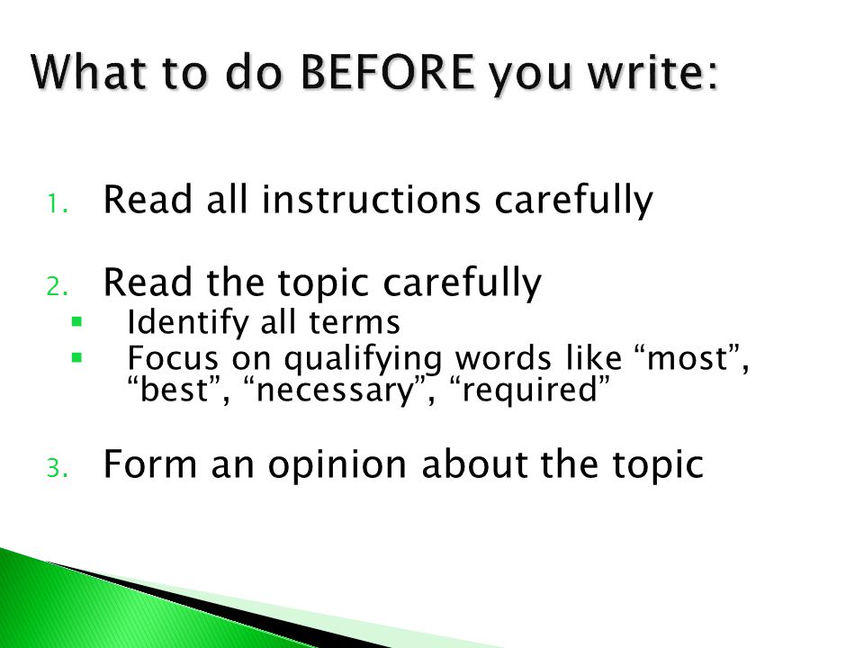 What to do BEFORE you write: