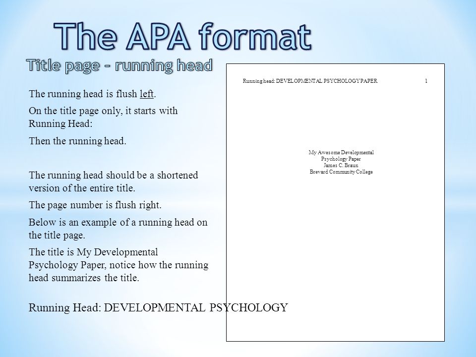 The APA format Title page - ppt video online download