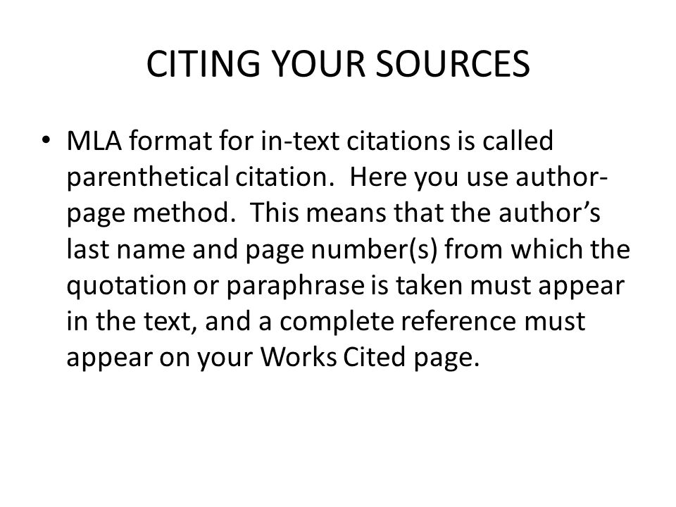 CITING YOUR SOURCES