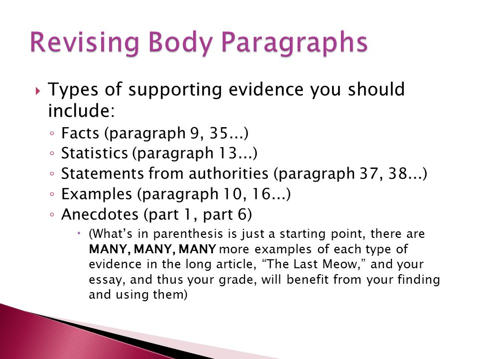 Revising Body Paragraphs