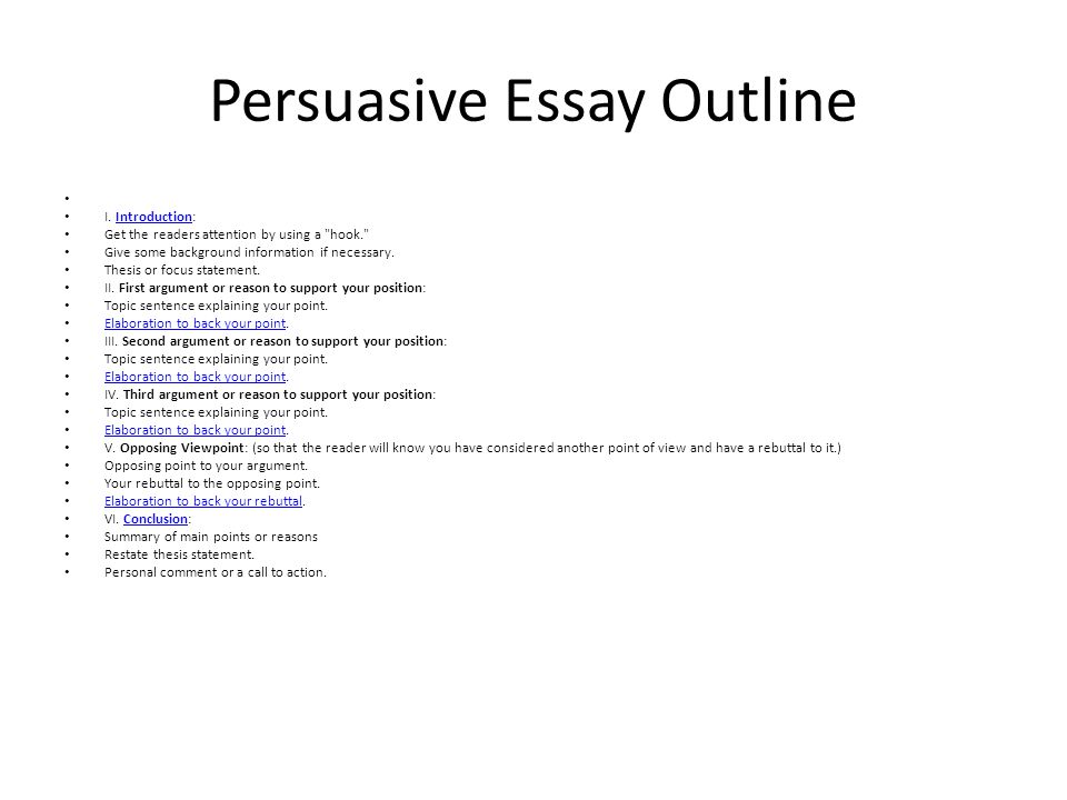 Persuasive Essay Outline