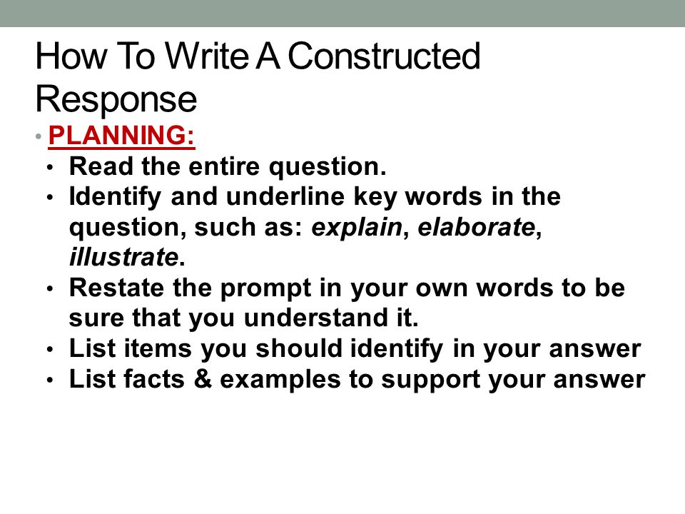 How To Write A Constructed Response