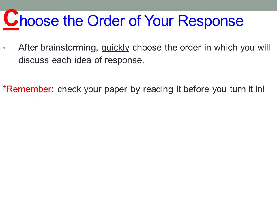 Choose the Order of Your Response