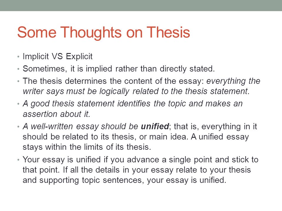 Some Thoughts on Thesis