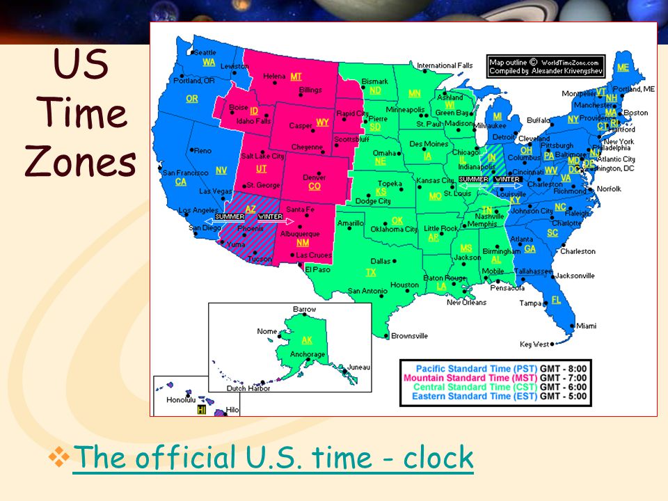 US Time Zones The official U.S. time - clock