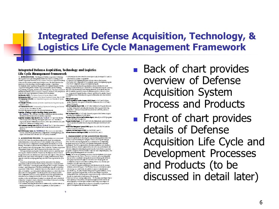 Integrated Defense Acquisition Life Cycle Management System The Chart