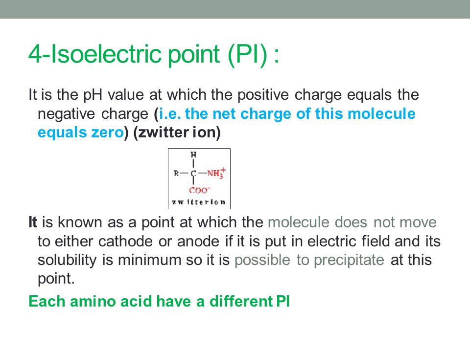 4-Isoelectric point (PI) :