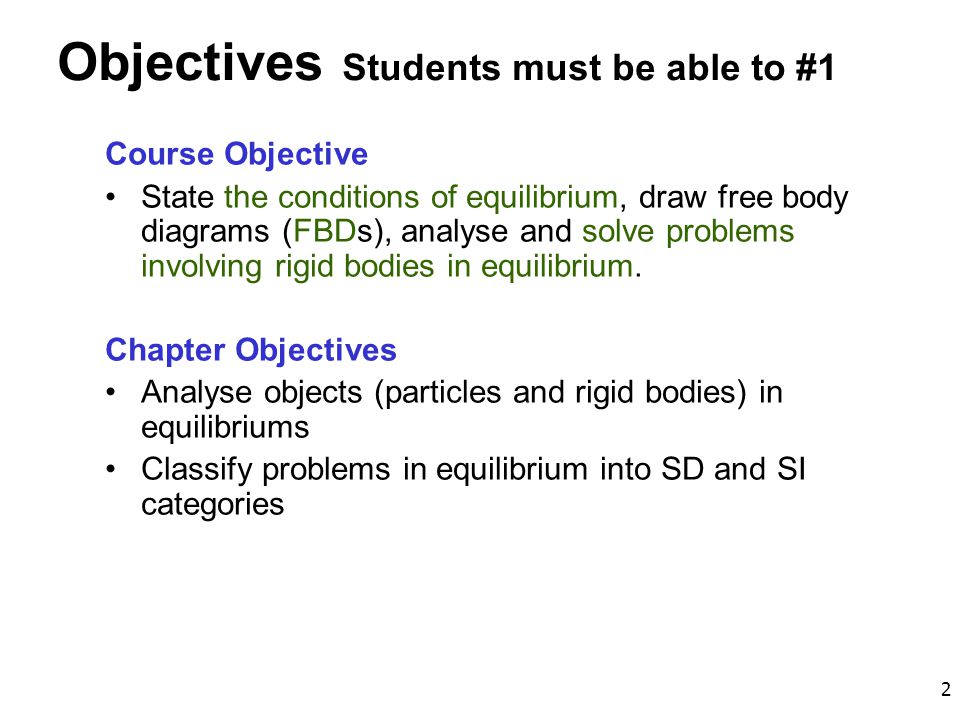 Objectives Students must be able to #1