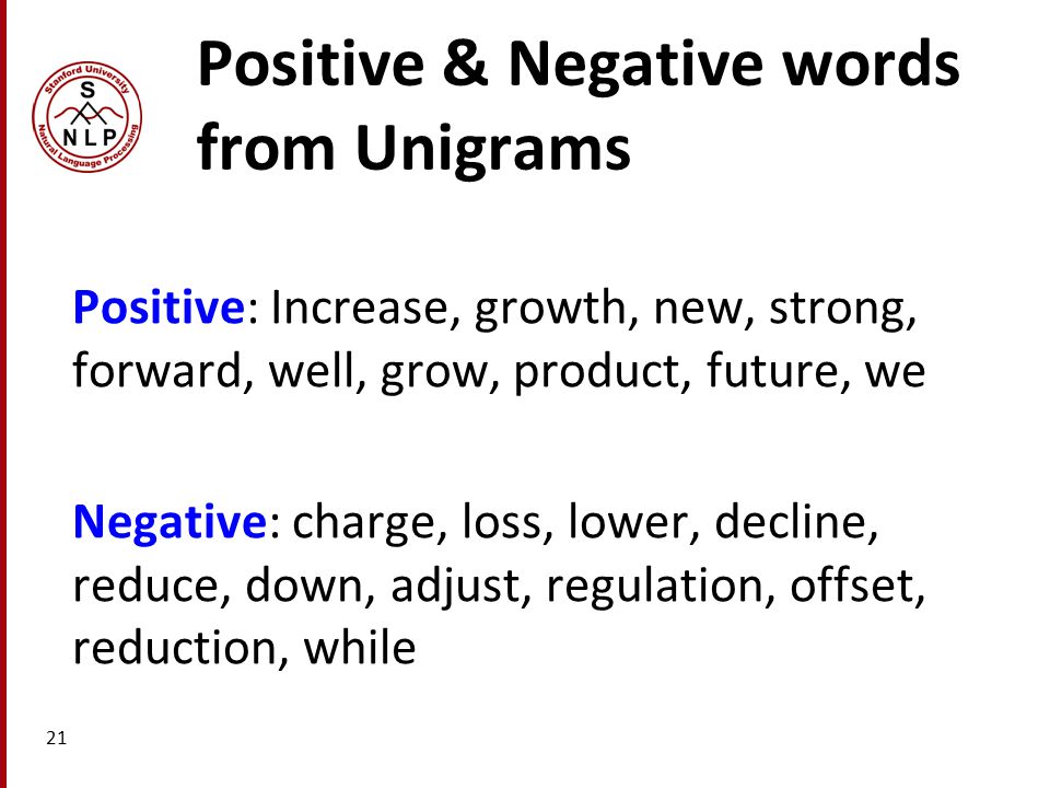 Positive & Negative words from Unigrams