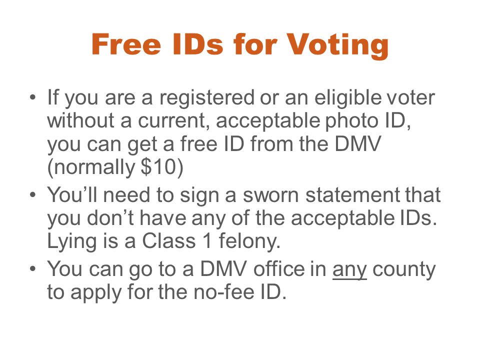 Free IDs for Voting