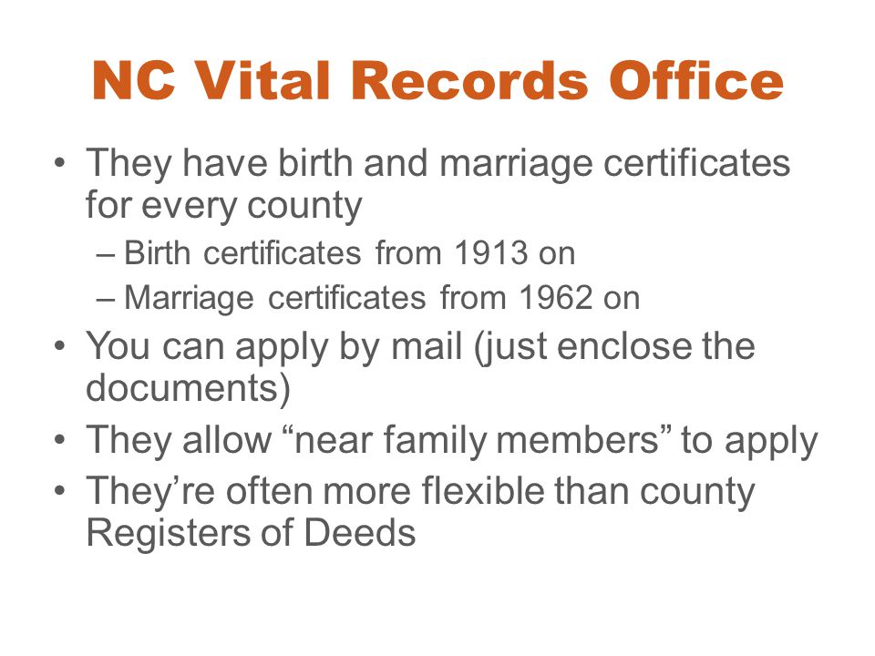 NC Vital Records Office