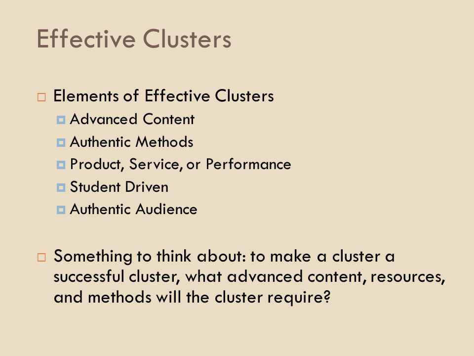 Effective Clusters Elements of Effective Clusters