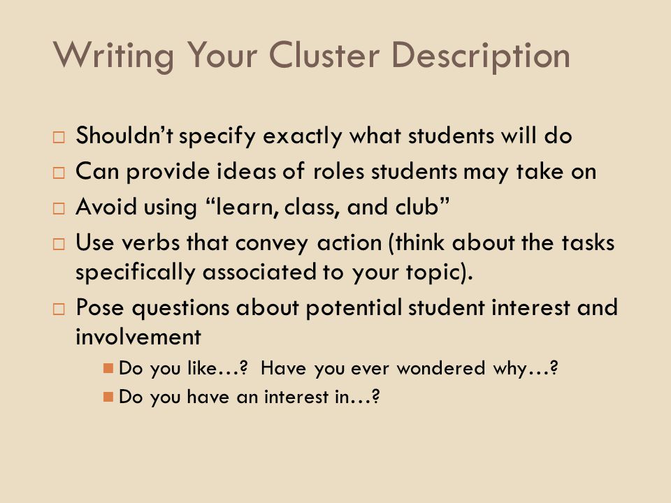 Writing Your Cluster Description
