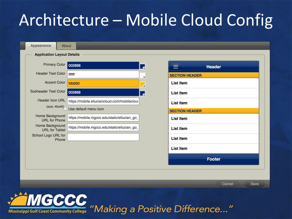 Architecture – Mobile Cloud Config