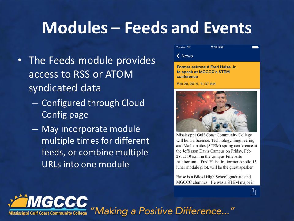 Modules – Feeds and Events