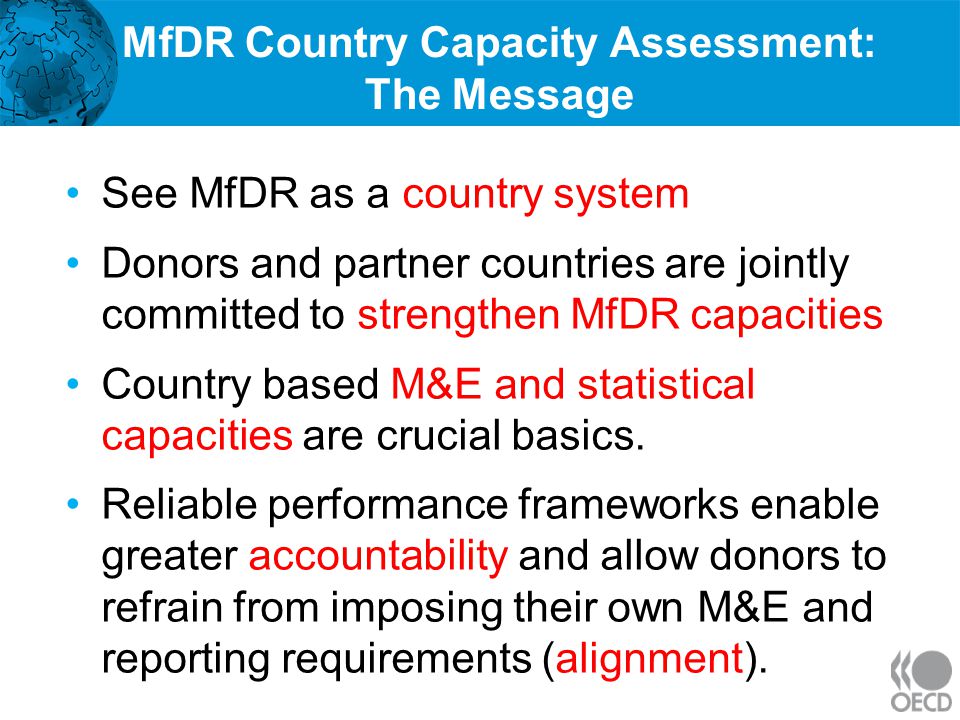 MfDR Country Capacity Assessment: The Message