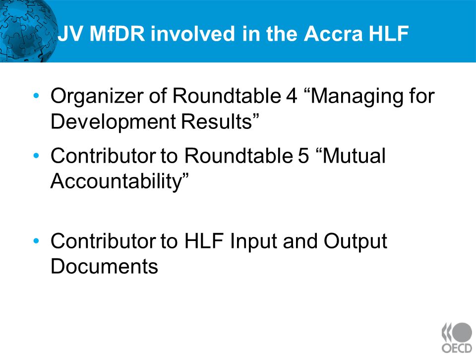 JV MfDR involved in the Accra HLF
