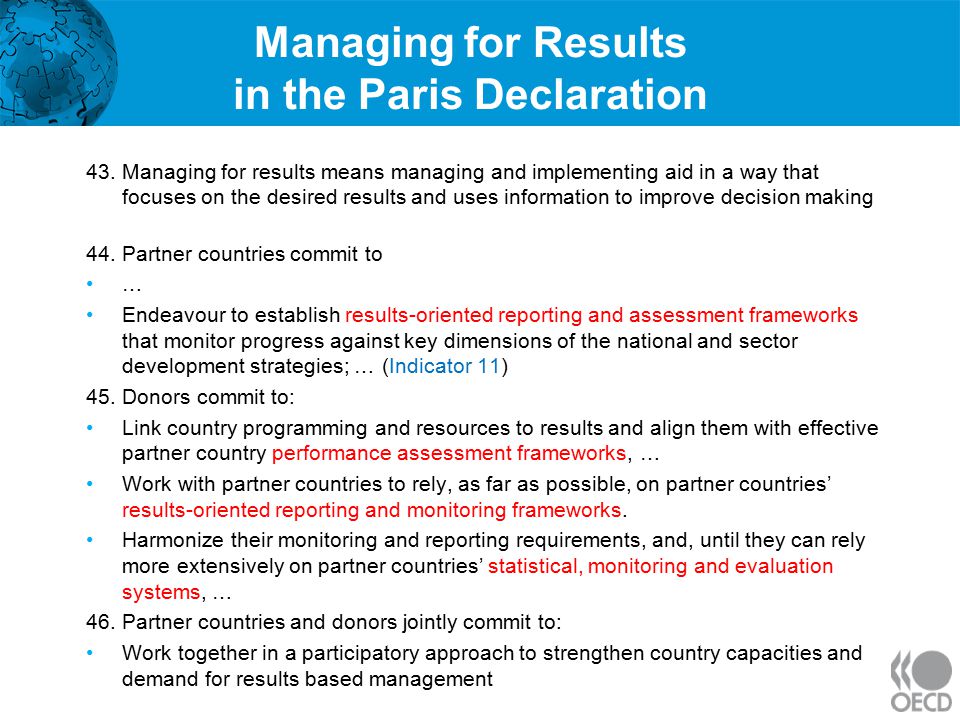 Managing for Results in the Paris Declaration