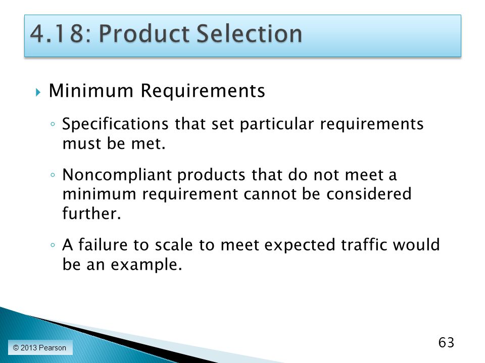 4.18: Product Selection Minimum Requirements