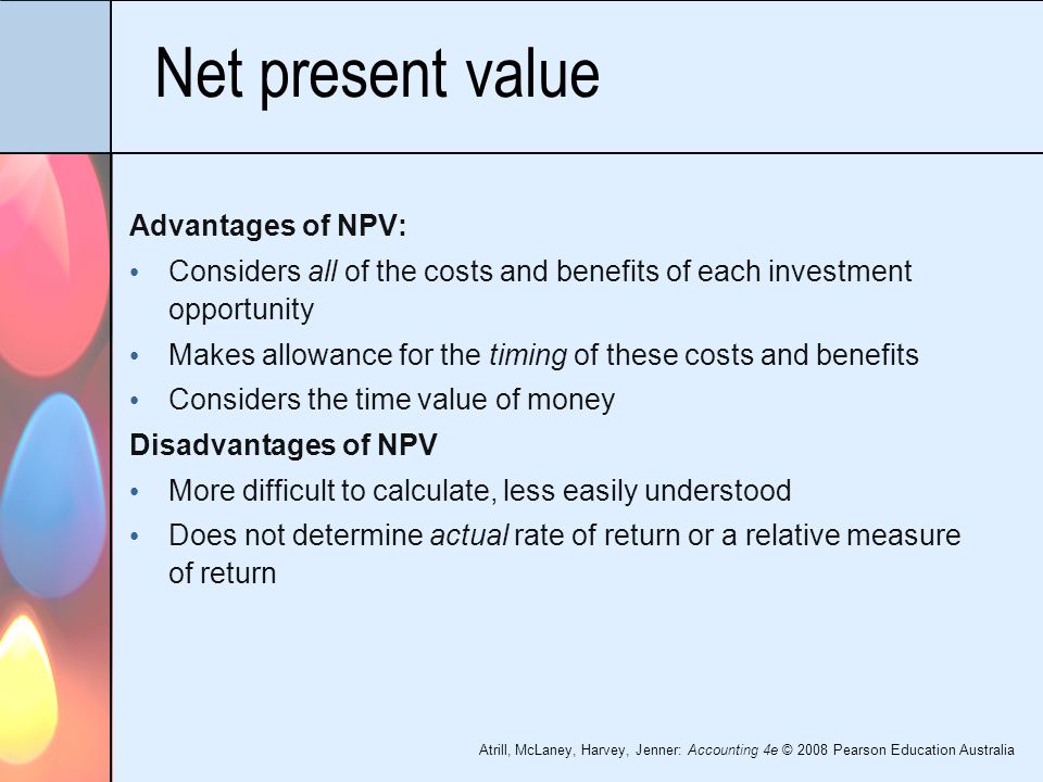 advantages of using net present value