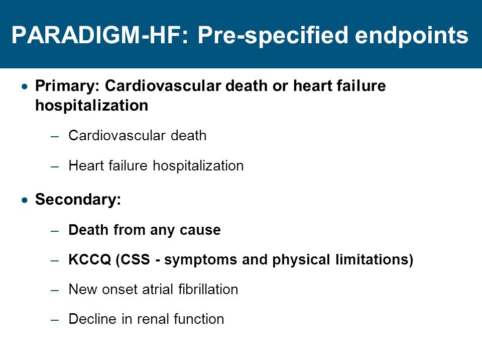PARADIGM-HF: Pre-specified endpoints