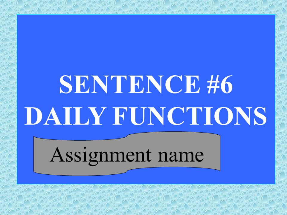 SENTENCE #6 DAILY FUNCTIONS